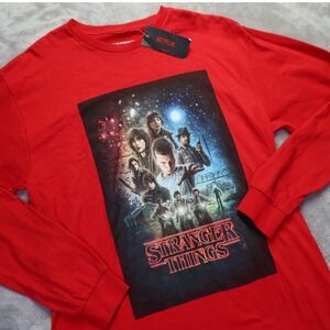 Stranger Things T Shirt Size M Netflix Red Long Sleeve New NWT‎ Official